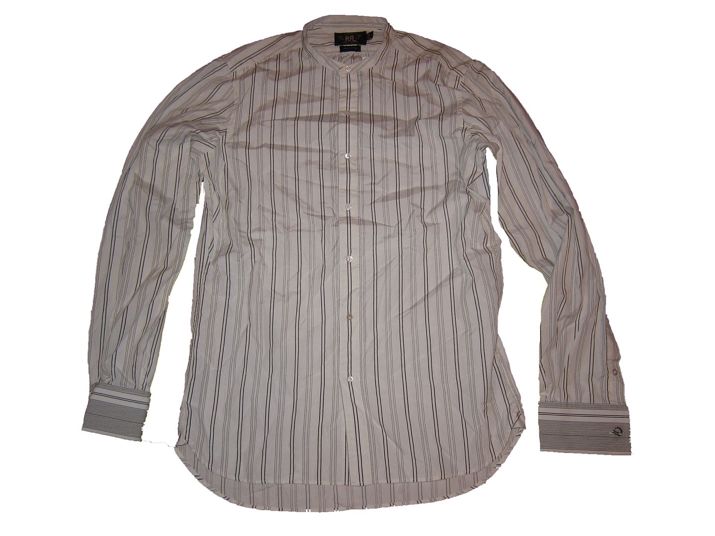 RRL Ralph Lauren Banded Collar Tuxedo Polo Dress Shirt Black Cufflinks