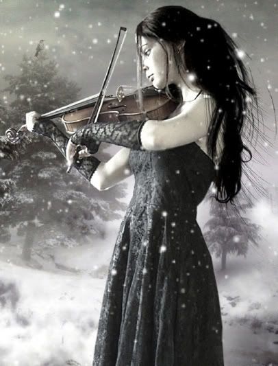 gothic violinistjpg Black Angel on the snow