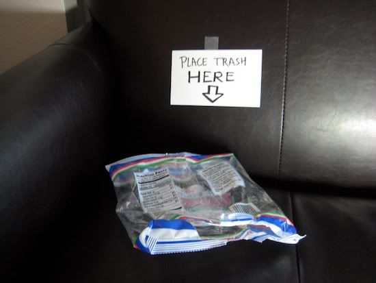 Place trash here: