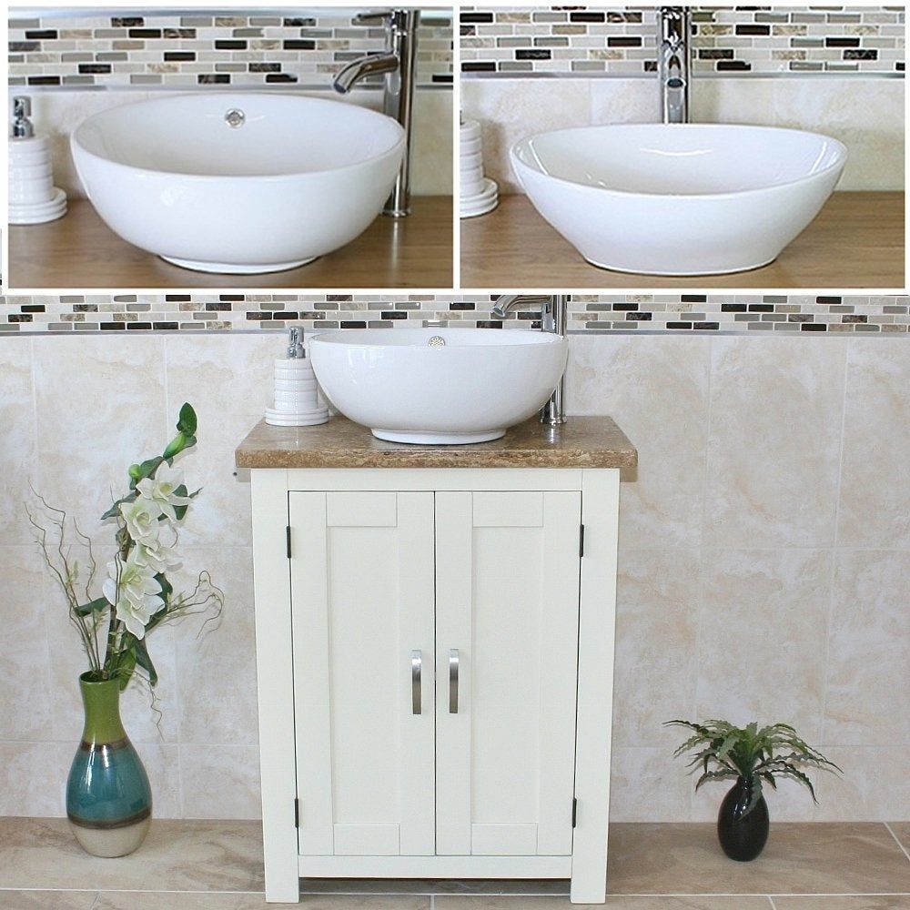 Bathroom Vanity Unit White Bathroom Slimline Cabinet Travertine Worktop Ebay
