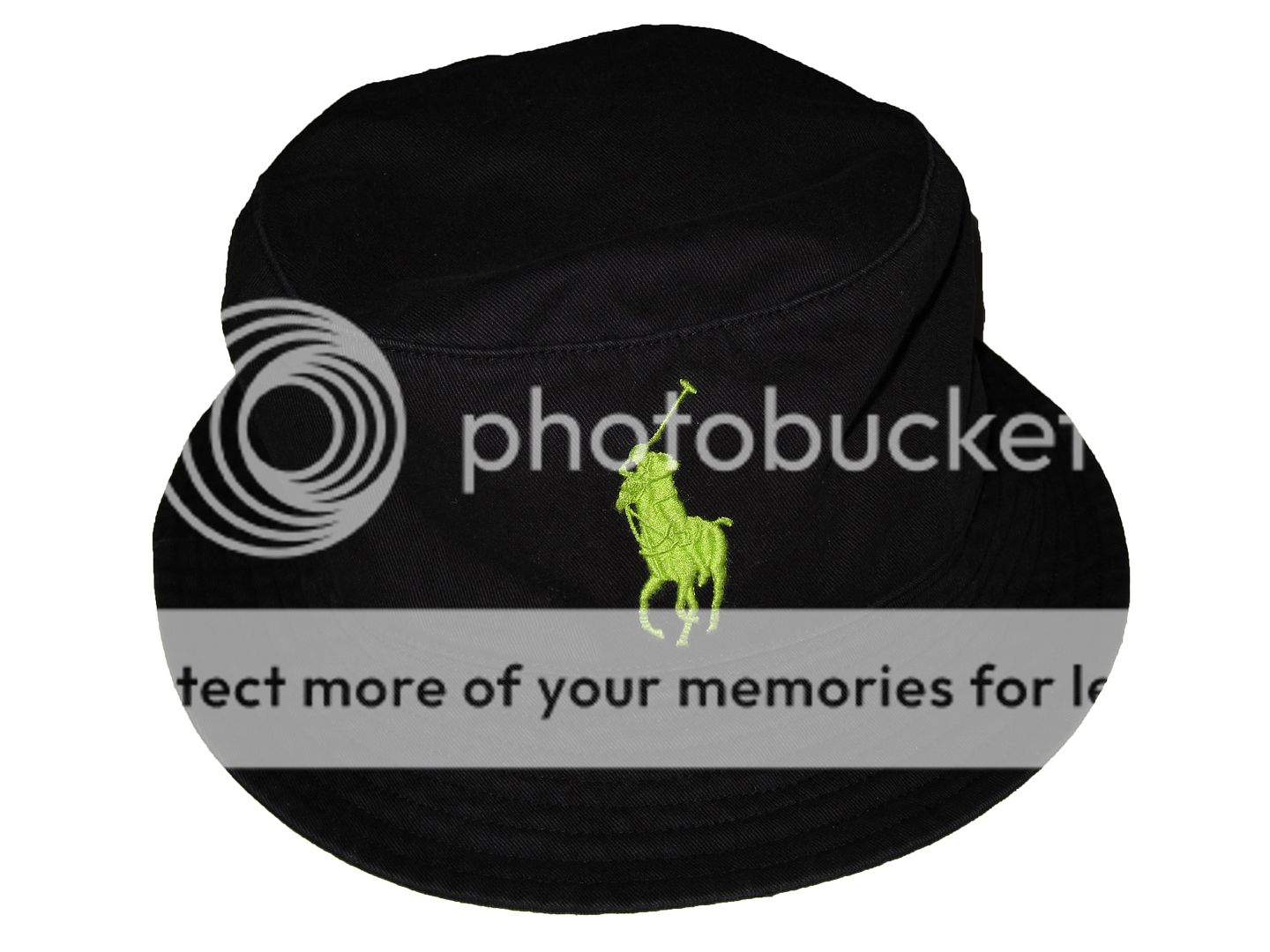   Lauren Black Neon Big Pony Polo Bucket Beach Hat Crusher Cap